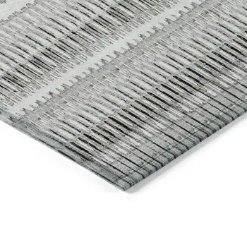 10' X 14' Ivory Gray And Taupe Striped Washable Indoor Outdoor Area Rug