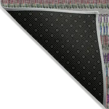 8' X 10' Taupe Purple And Blue Striped Washable Indoor Outdoor Area Rug
