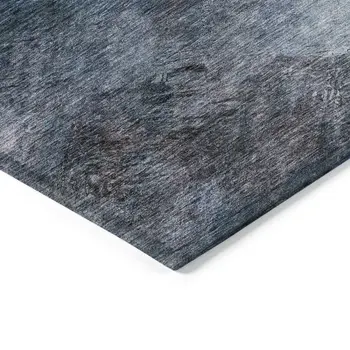 8' X 10' Navy Blue And Denim Blue Abstract Washable Indoor Outdoor Area Rug