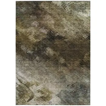 3' X 5' Chocolate And Beige Abstract Washable Indoor Outdoor Area Rug