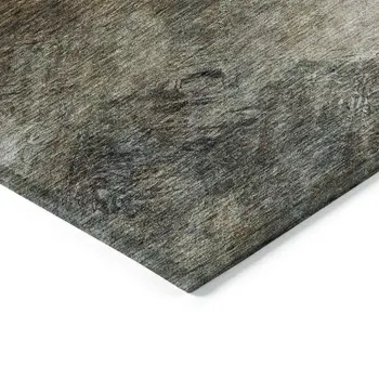 9' X 12' Chocolate And Beige Abstract Washable Indoor Outdoor Area Rug