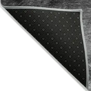 5' X 8' Gray Charcoal And Silver Abstract Washable Indoor Outdoor Area Rug