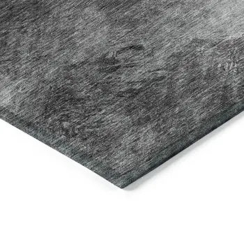 10' X 14' Gray Charcoal And Silver Abstract Washable Indoor Outdoor Area Rug