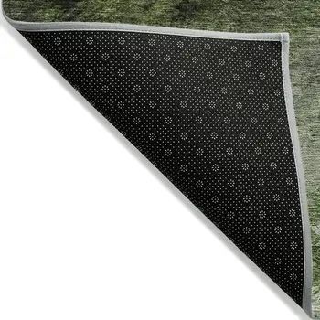 5' X 8' Green And Ivory Abstract Washable Indoor Outdoor Area Rug