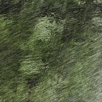 8' Green And Ivory Round Abstract Washable Indoor Outdoor Area Rug