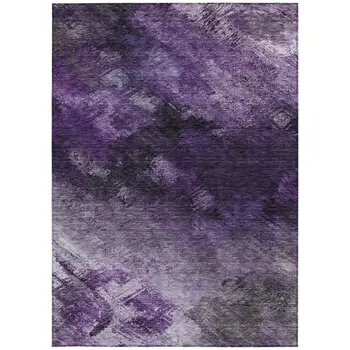 8' X 10' Purple Eggplant And Lavender Abstract Washable Indoor Outdoor Area Rug