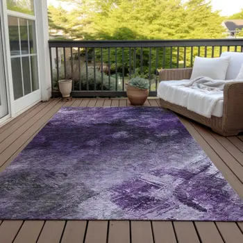 8' X 10' Purple Eggplant And Lavender Abstract Washable Indoor Outdoor Area Rug