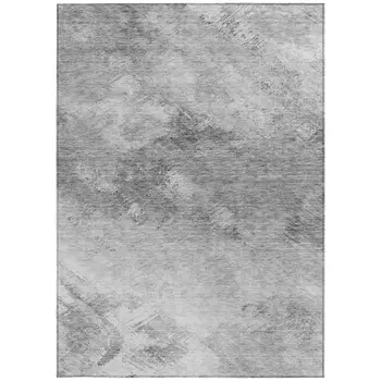 3' X 5' Silver Gray And Ivory Abstract Washable Indoor Outdoor Area Rug