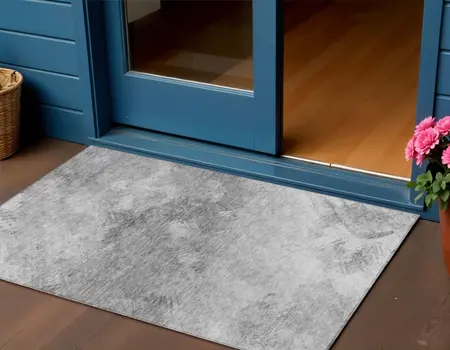 3' X 5' Silver Gray And Ivory Abstract Washable Indoor Outdoor Area Rug