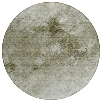 8' Taupe Beige And Brown Round Abstract Washable Indoor Outdoor Area Rug