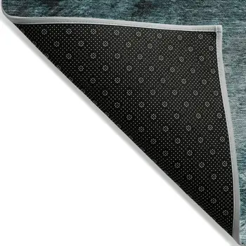 8' X 10' Teal Blue Aqua And Gray Abstract Washable Indoor Outdoor Area Rug