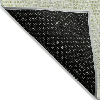 5' X 8' Artichoke Green And Ivory Geometric Washable Indoor Outdoor Area Rug