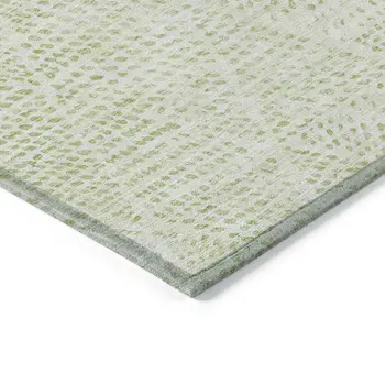 5' X 8' Artichoke Green And Ivory Geometric Washable Indoor Outdoor Area Rug