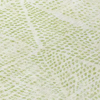 8' Artichoke Green And Ivory Round Geometric Washable Indoor Outdoor Area Rug