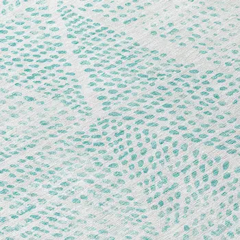 5' X 8' Aqua And Ivory Geometric Washable Indoor Outdoor Area Rug