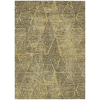 9' X 12' Gold Black And Charcoal Geometric Washable Indoor Outdoor Area Rug