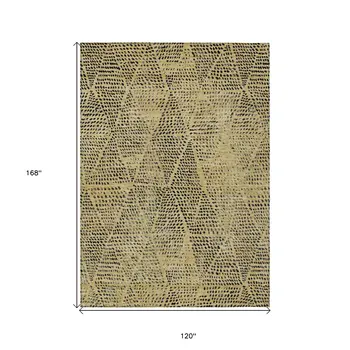 10' X 14' Gold Black And Charcoal Geometric Washable Indoor Outdoor Area Rug