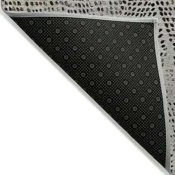 3' X 5' Gray Beige And Black Geometric Washable Indoor Outdoor Area Rug