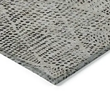 3' X 5' Gray Beige And Black Geometric Washable Indoor Outdoor Area Rug