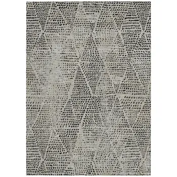 3' X 5' Gray Beige And Black Geometric Washable Indoor Outdoor Area Rug