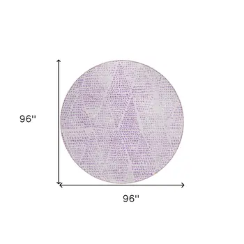 8' Purple And Ivory Round Geometric Washable Indoor Outdoor Area Rug