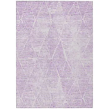 9' X 12' Purple And Ivory Geometric Washable Indoor Outdoor Area Rug