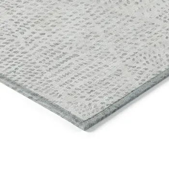 3' X 5' Silver And Ivory Geometric Washable Indoor Outdoor Area Rug