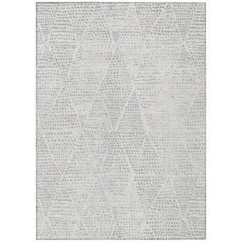 8' X 10' Silver And Ivory Geometric Washable Indoor Outdoor Area Rug