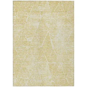 5' X 8' Wheat Gold And Ivory Geometric Washable Indoor Outdoor Area Rug