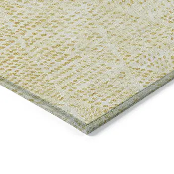 10' X 14' Wheat Gold And Ivory Geometric Washable Indoor Outdoor Area Rug