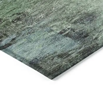 5' X 8' Green And Brown Abstract Washable Indoor Outdoor Area Rug