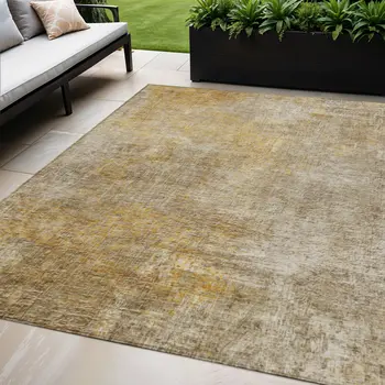5' X 8' Beige Taupe And Ivory Abstract Washable Indoor Outdoor Area Rug