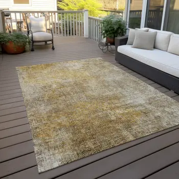 9' X 12' Beige Taupe And Ivory Abstract Washable Indoor Outdoor Area Rug