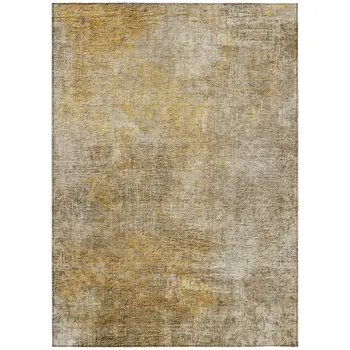 9' X 12' Beige Taupe And Ivory Abstract Washable Indoor Outdoor Area Rug