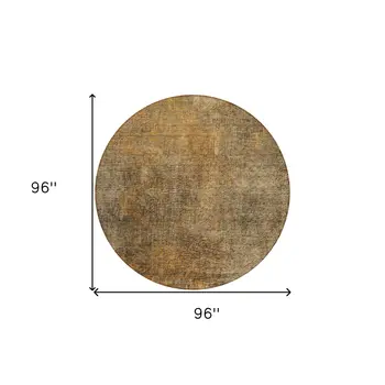 8' Brown Beige And Taupe Round Abstract Washable Indoor Outdoor Area Rug