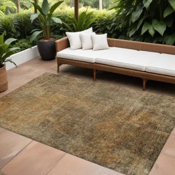 8' X 10' Brown Beige And Taupe Abstract Washable Indoor Outdoor Area Rug