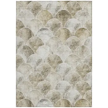 3' X 5' Beige Ivory And Tan Abstract Washable Indoor Outdoor Area Rug