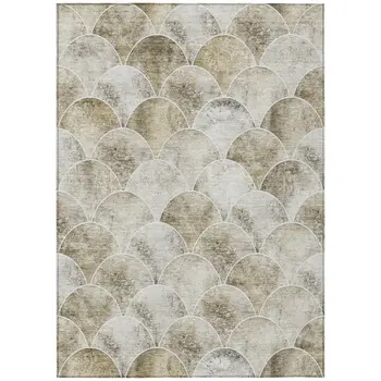 3' X 5' Beige Ivory And Tan Abstract Washable Indoor Outdoor Area Rug