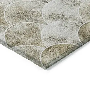 3' X 5' Beige Ivory And Tan Abstract Washable Indoor Outdoor Area Rug