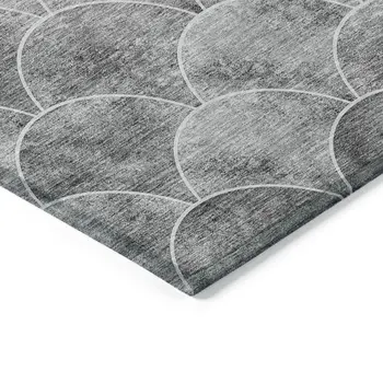 9' X 12' Gray Charcoal And Ivory Abstract Washable Indoor Outdoor Area Rug