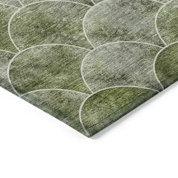 3' X 5' Green And Ivory Abstract Washable Indoor Outdoor Area Rug