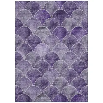 8' X 10' Purple Lilac And Lavender Abstract Washable Indoor Outdoor Area Rug