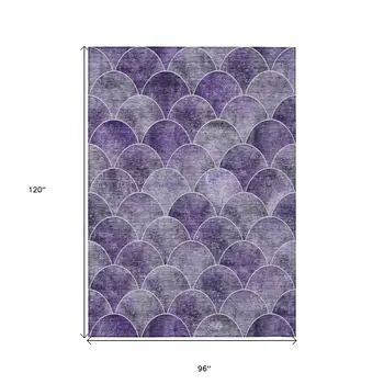 8' X 10' Purple Lilac And Lavender Abstract Washable Indoor Outdoor Area Rug