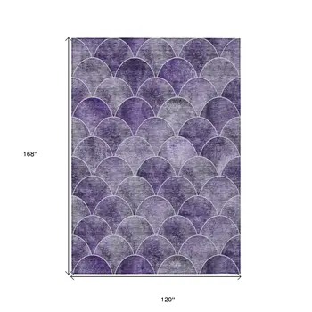 10' X 14' Purple Lilac And Lavender Abstract Washable Indoor Outdoor Area Rug