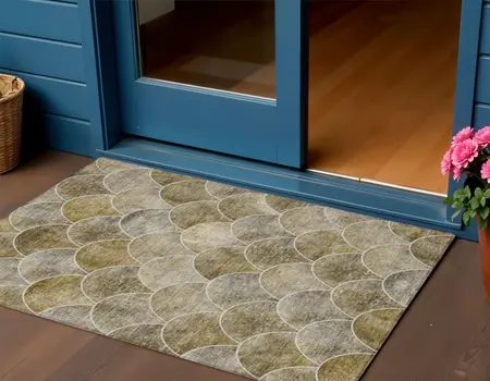 3' X 5' Taupe Beige And Gray Abstract Washable Indoor Outdoor Area Rug
