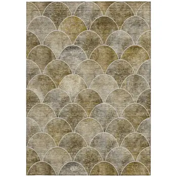 9' X 12' Taupe Beige And Gray Abstract Washable Indoor Outdoor Area Rug
