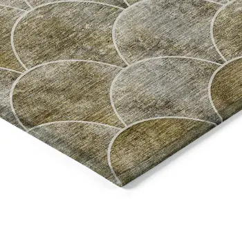 9' X 12' Taupe Beige And Gray Abstract Washable Indoor Outdoor Area Rug
