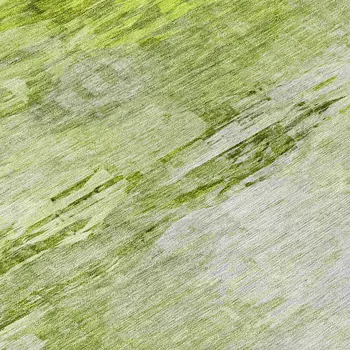 8' Artichoke Green And Lime Green Round Abstract Washable Indoor Outdoor Area Rug
