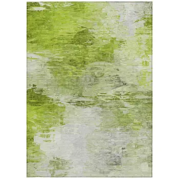 8' X 10' Artichoke Green And Lime Green Abstract Washable Indoor Outdoor Area Rug