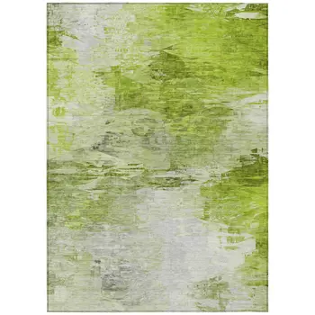 8' X 10' Artichoke Green And Lime Green Abstract Washable Indoor Outdoor Area Rug